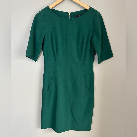 Tahari Dresses & Skirts - Tahari Green Tailored Exposed Zipper Career‎ Dress Womens Size 4 Pockets